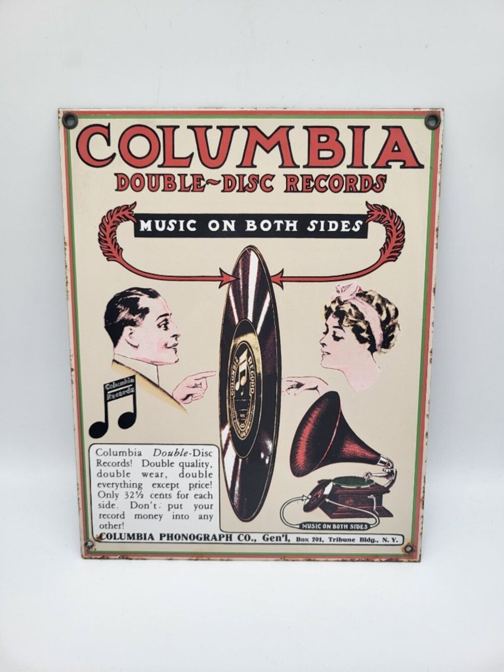 Ande Rooney Enamel Steel Reproduction Advertising Sign Columbia Records Retro